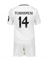 Real Madrid Aurelien Tchouameni #14 Domácí dres pro děti 2024-25 Krátký Rukáv (+ trenýrky)